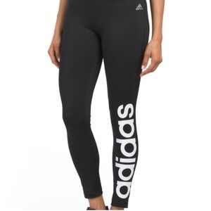 adidas Black Leggings with White Vertical Logo